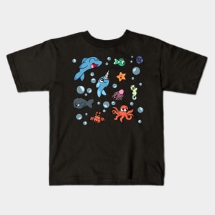 some cute sea creatures pattern Kids T-Shirt